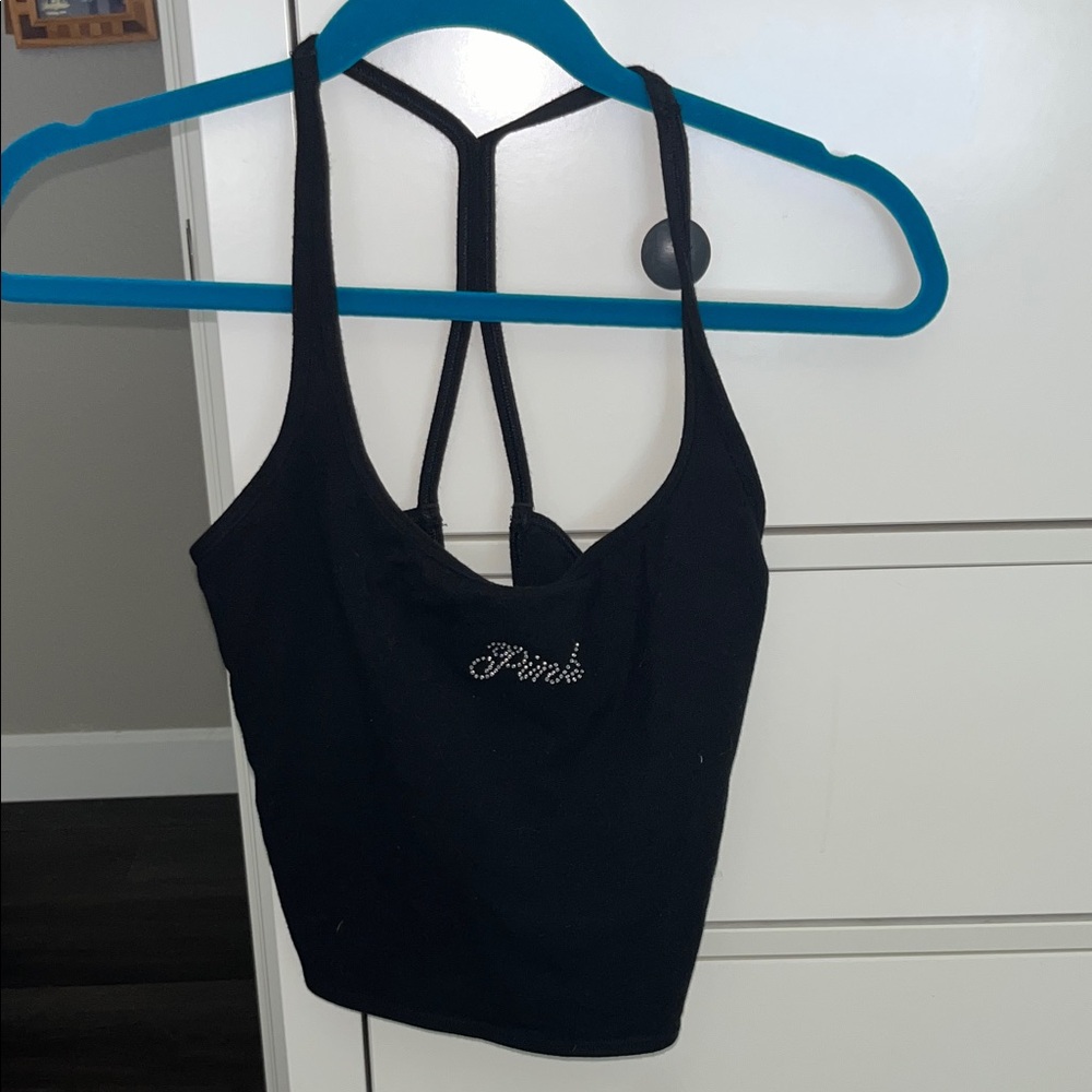 Victoria's Secret PINK Black Double-Strap Crop Tank